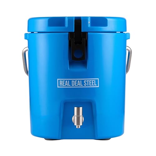 Insulated Beverage Dispenser for Hot Drinks - Hot Cocoa and Coffee - 2 Gallon with Stainless Steel Interior- Portable Sports Drink Dispenser for Camping, Outdoor Events, Parties, & More - Blue