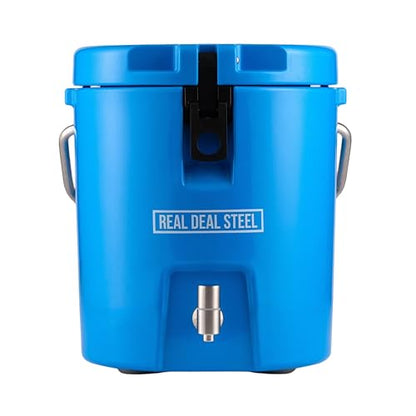 Insulated Beverage Dispenser for Hot Drinks - Hot Cocoa and Coffee - 2 Gallon with Stainless Steel Interior- Portable Sports Drink Dispenser for Camping, Outdoor Events, Parties, & More - Blue