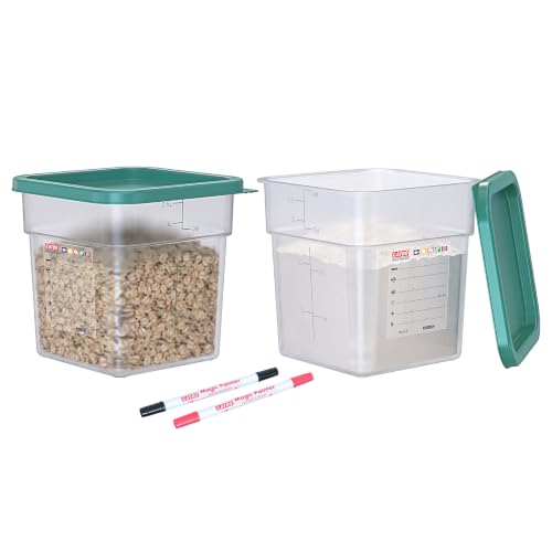 2 Pack 4 QT Commercial Food Storage Containers with Lids, BPA-Free Translucent Square Containers for Flour, Rice, Sugar, Pet Food and Dry Ingredients Storage with FIFO Label Area - size: 2 X 4.0(QT)
