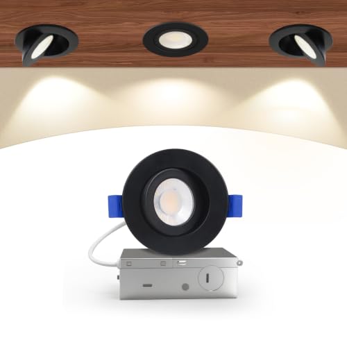 Aosclex 1 Pack 3 Inch Adjustable Gimbal 5CCT Recessed LED Light 7W 800LM - color: Black-3inch, size: 1 Pack