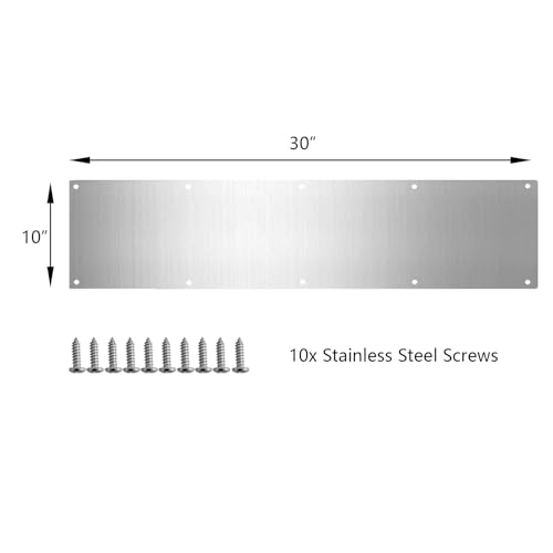 Door Metal Kick Plate 10x30 inches Aluminum Plates Silver - color: Silver, size: 30inches