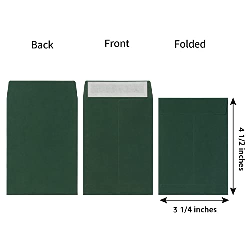 100 Pack Seed Envelopes Self-Adhesive, 3 1/4 x 4 1/2 inches, Dark Green - color: Dark Green