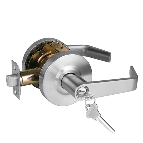 ANSI Grade 2 Commercial Keyed Entry Door Lever Handle with UL Listed, ADA Complaint, Satin Chrome 26D,GRD2-72ET-1P - size: KEYED ENTRY（2-3/4 IN Backset)