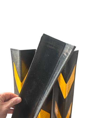 4-Pack Heavy-Duty Rubber Corner Bumpers – Total Pillar & Vehicle Protection, 31" Impact-Absorbing Guards with Reflective Yellow Stripes for Garages, Warehouses & Tight Parking Areas
