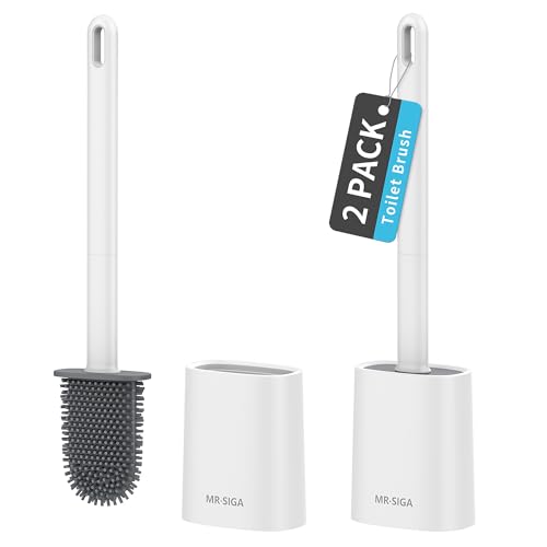 MR.SIGA Toilet Brush and Holder Set, Wall Mounted Toilet Bowl Brush, White - color: White