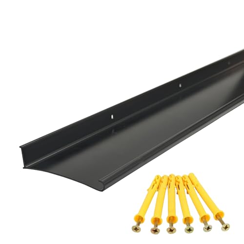 Aluminum Door Rain Drip Guard for Exterior Door and Window Top - color: Black, size: 43.3×3.15 in 1pc -B
