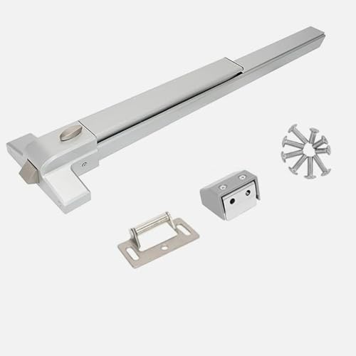 Hardware 27.5" Push Bar Panic Exit Device，Painted Aluminum，Silver - size: Without Alarm Without External Lever