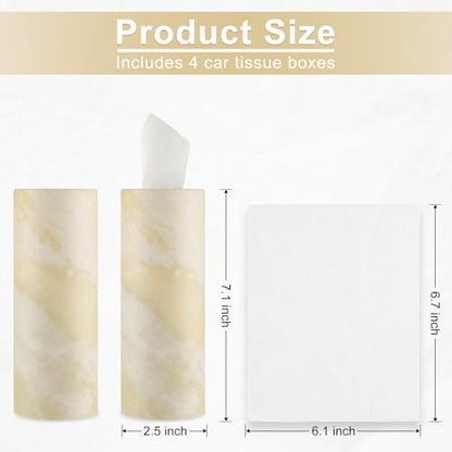SINGARO Car Tissue Holder, 4 Pack Car Cup Holder Facial Tissues with Travel Tissue Bag, Quick and Convenient Flower Combination Box(4 Canisters/200 Tissues) Beige - color: beige