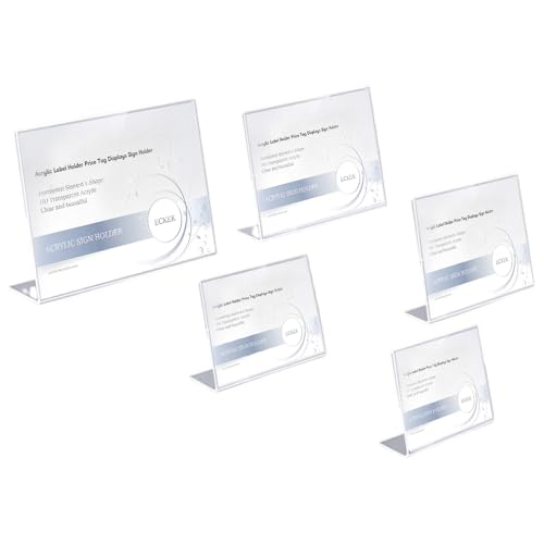 Acrylic Label Holder Horizontal Slanted L-Shape (90*55mm/3.54*2.17inches) - size: 90*55mm/3.54*2.17inches