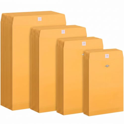Frienda 50 Pcs 4 Sizes Clasp Envelopes Kraft Clasp Envelope, Yellow - color: Yellow, size: 6 x 9 In, 9 x 12 In, 10 x 13 In, 12 x 15.5 In