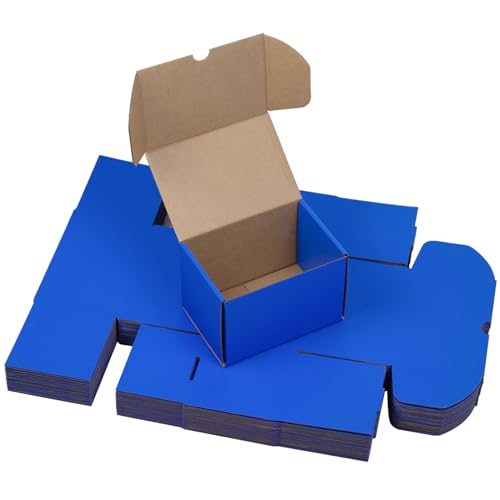 6x4x4 Inches Shipping Boxes Pack of 25, Blue Corrugated Cardboard Box Literature Mailer for Packing Small Business - color: Blue, size: 6x4x4