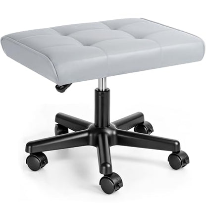 Footrest Under Desk Leg Rest Ottoman Adjustable Height Foot Stool (Grey) - color: Grey, size: 19.3''L x 15''W