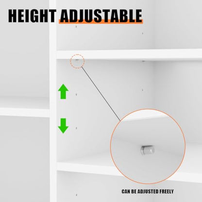 70”W * 20”D * 38”H - Cash Wrap Wood Counter - White Register Counter with 3 Heights Adjustable Shelf - color: White, size: 6 FT