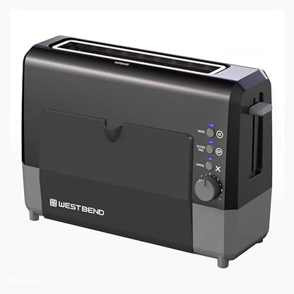 West Bend QuikServe Toaster, 2-Slice Wide-Slot Slide-Through Bread Toaster with Bagel and Gluten-Free Settings and Cool-Touch Exterior Fast Toasting, Includes Removable Serving Tray, 1400-Watts, Black - color: Black