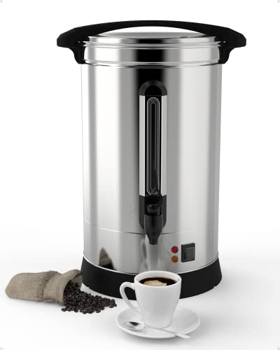 Coffee Urn 120 Cup, Stainless Steel Commercial Coffee Maker 18 L/4.8 gal Electric Hot Beverage Dispenser Large Hot Water Dispenser Coffee Dispenser Hot Water Urn For Business, Catering, Party - color: Silver, size: 120 Cups