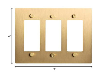 SELECT 3-Gang Solid Brass Wall Plate Cover, Satin Brass Finish - color: Satin Brass, size: 3 Gang, style: Wall Plate