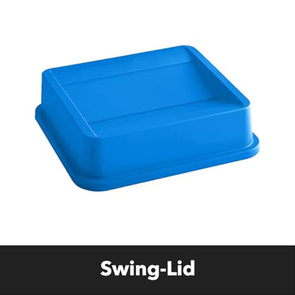 Blue, 23 Gallon Square Commercial Trash Can with Swing Lid, Heavy-Duty Garbage Can, Industrial Trash Bin for Restaurants/Warehouse/Commercial Facilities - color: Blue, size: 23 Gallon with Lid