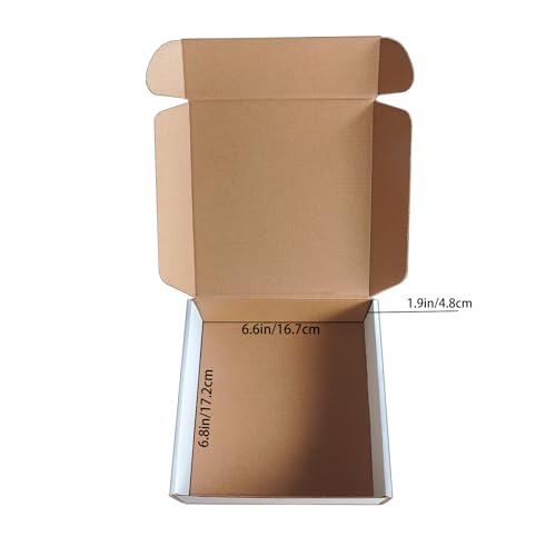 7 x7 x2 Inch Shipping Boxes Set of 25,White Corrugated Cardboard Mailers - size: 7x7x2 inches