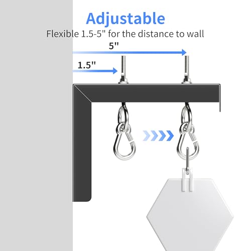 XINLEI Universal Projector Screen Wall Mount L-Brackets Hanging Ceiling Mount, 6 inch Adjustable Extension with Hook for Home Projector and Movie Screens, Hold up to 66 lbs, Black PRL003B - color: Black