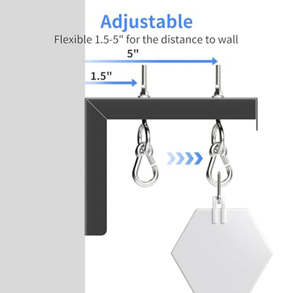 XINLEI Universal Projector Screen Wall Mount L-Brackets Hanging Ceiling Mount, 6 inch Adjustable Extension with Hook for Home Projector and Movie Screens, Hold up to 66 lbs, Black PRL003B - color: Black