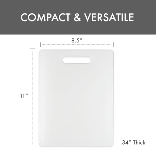 Dexas NSF Polysafe Cutting Board with Handle, 8.5 by 11 inches, White - size: 8.5"L x 11"W, style: Flat