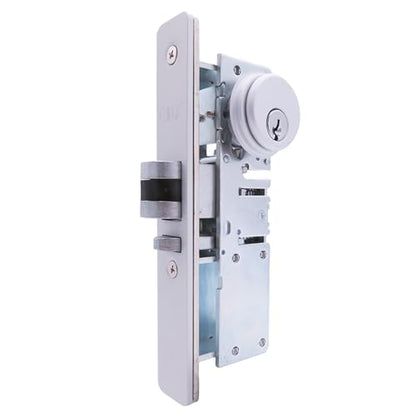 elox Narrow Stile Aluminum Door Mortise Deadlatch Lock Double Keyed Cylinder & 4 Keys, Handing Reversible, 1-1/2" Backset, in Aluminum Finish - color: AL