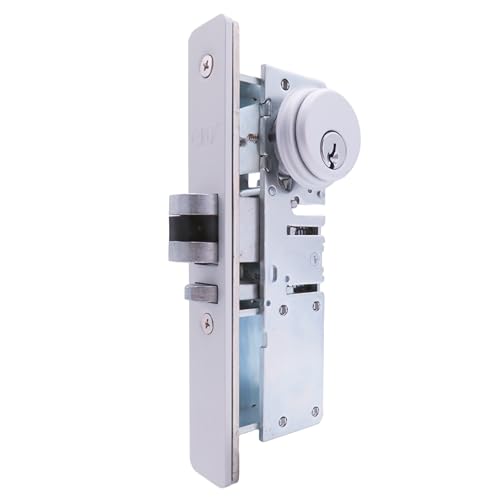 elox Narrow Stile Aluminum Door Mortise Deadlatch Lock Double Keyed Cylinder & 4 Keys, Handing Reversible, 1-1/2" Backset, in Aluminum Finish - color: AL