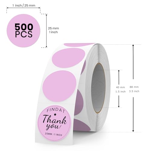 Purple Round Thermal Labels 1 Inch Vinyl Printer Sticker 500 PCS - color: Purple