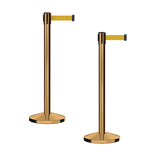 CCW RBB-100 Retractable Belt Barrier Stanchions, 2 Pack, 7.5 Ft, Yellow - color: Yellow, size: 7.5 Foot