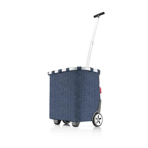 reisenthel carrycruiser Herringbone Dark Blue - Portable Shopping Trolley with Sturdy Aluminum Frame, Shoulder Strap and Removable mesh Inner Bag -Water-Repellent - color: Herringbone Dark Blue