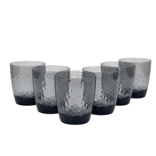 15-Ounce Plastic Tumblers (Set of 6), Reusable Plastic Mugs, BPA-Free Acrylic to Drink Mugs, Shatter Resistant, Textured Interior, Dishwasher Safe (Grey, 15 Ounce) - color: Gray, size: 15 Ounce