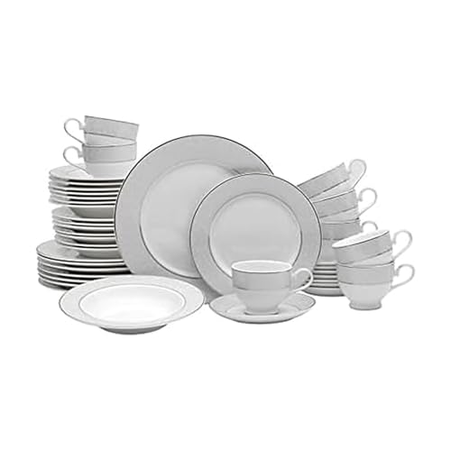 Mikasa Parchment 40-Piece Dinnerware Set, Service for 8, Durable Porcelain Plates, Bowls, and Mugs with Contemporary Design, Dishwasher Safe - color: Parchment