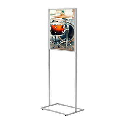 M&T Displays Metal Eco Info Board Silver 18x24 Inches Slide-In Poster Sign Holder 1 Tier Double Sided Floor Standing Pedestal Advertising Display with Backing and Anti-Glare PET Cover - color: Silver, size: 18x24 - 1-tier