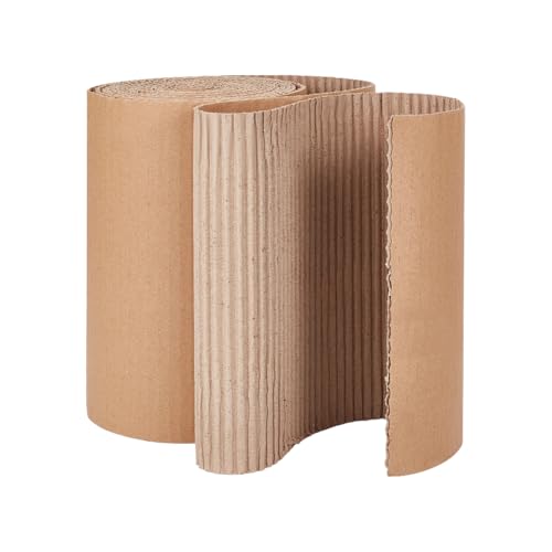 OLYCRAFT Corrugated Cardboard Rolls 8x197 Inch Singleface Corrugated Paper Roll Shipping Protection Roll Large Corrugateds Wrap Paper Sheet Packaging Wrap Cardboard for Moving Protecting Fragile Items - size: 8x197 Inch