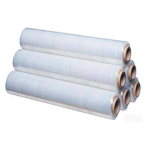 APQ 4 Rolls of Blown Hand Stretch Film 18" x 2000'. Clear Hand Stretch Wrap, 60 Gauge. Tear Resistant Residue Free Film for Moving, Shipping, Wrapping. Industrial Grade Pallet Shrink Wrap Film. - size: 18" x 2000'