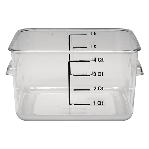 Rubbermaid Commercial Products, Space Saving Square Food Storage Container, 4 Quart, Clear, for Kitchen/Sous Vide/Meal Prep - size: 4 Qt., style: Container