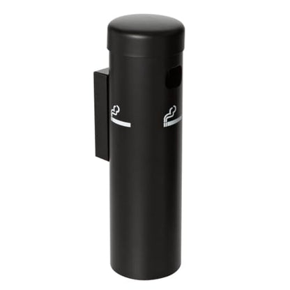 Wall-Mounted Cigarette Receptacle – 12 3/4" Outdoor Ash Disposal Tube with Push-Button Emptying – Weather-Resistant Smoker Pole for Restaurants, Bars & Convenience Stores (Black) - color: Black