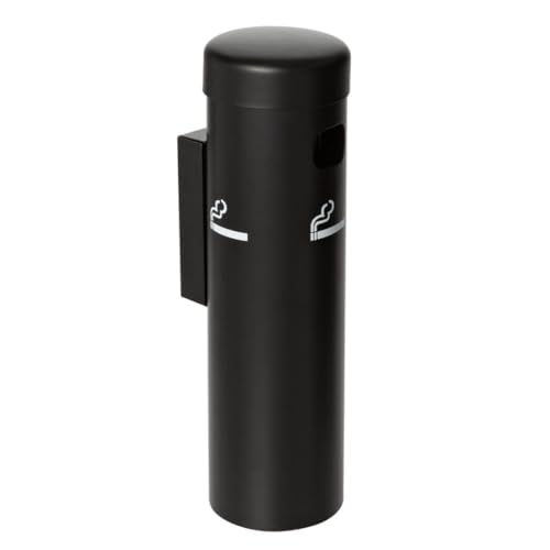 Wall-Mounted Cigarette Receptacle – 12 3/4" Outdoor Ash Disposal Tube with Push-Button Emptying – Weather-Resistant Smoker Pole for Restaurants, Bars & Convenience Stores (Black) - color: Black