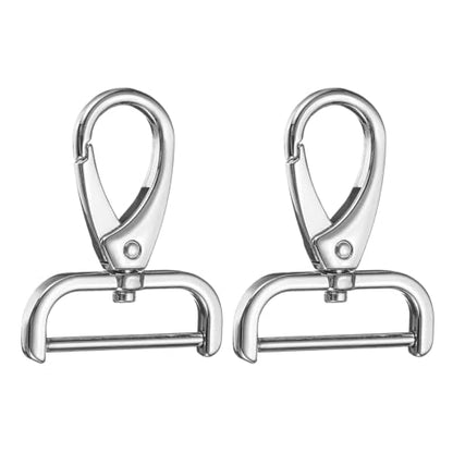 HARFINGTON 2Pcs Detachable Snap Hook Swivel Clasp 1 1/4" D Ring with Swivel Lobster Claw Clasps Hook for Purse Strap Keychain Bag DIY Craft, Silver - color: Silver, size: 1 1/4"