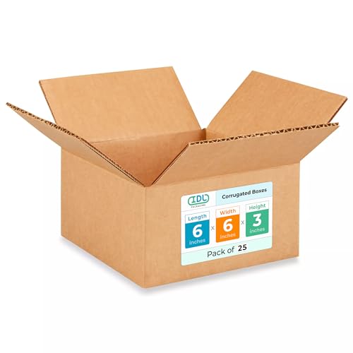 Small Moving & Shipping Boxes 6"L x 6"W x 3"H (25-Pack) - Extra Strength 200 lb vs Regular - Corrugated Moving Box, Made in USA - Small Cardboard Box - Moving Box Heavy Duty by IDL Packaging - size: 6 * 6 * 3" (Small Boxes)
