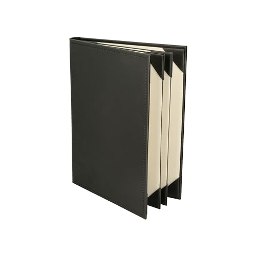 Prestine Menu Covers Made of Premium Faux Leather (10-Pack) - 8.5" x 11" - 6 Views - Black - Restaurant Menu - Wine List - Bar Menu - size: 8.5”x11” - 6 Views