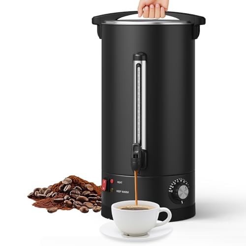 Garvee 18 L/120 Cups Coffee Urn 4.8 gal Double Wall Commerical Coffee Maker - color: Black, size: 120 Cups/18L