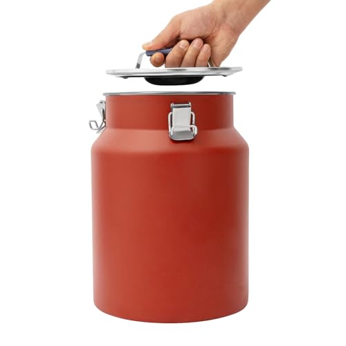 YIYIBYUS Commercial Stainless Steel Food Storage Container 12L Airtight - 3.2Gal Metal Canister for Kitchen Restaurant Pantry - Locking Lid Dry/Wet Food Organizer for Rice, Coffee, Pet Food (Red)