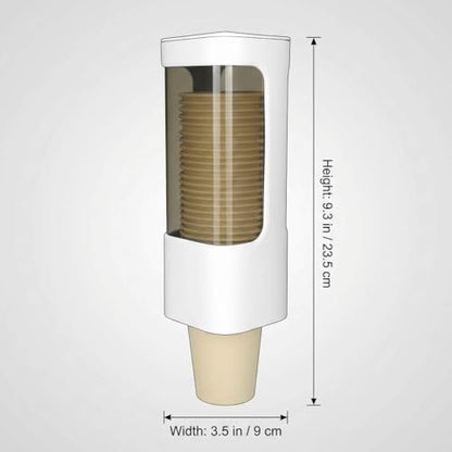 QWORK Wall Mounted Paper Cup Dispenser Set – 2 Pack, Fits 4–5 oz Cups with Smooth Pull Design for Office, Bathroom & Kitchen