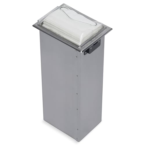 San Jamar H2005 Stainless Steel in-Counter Fullfold Control Napkin Dispenser, 750 Plus Capacity, 7" Width x 19-5/8" Height x 5-1/2" Depth, Clear/Satin Stainless