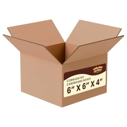 The Boxery 6"x6"x4" Corrugated Cardboard Boxes 25-Pack - size: 6 x 6 x 4"