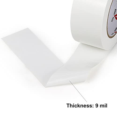 2 Pack Duct Tape Heavy Duty,9 Mil Thickness,2 Inches x 30 Yards,Strong Industrial Strength,Flexible,No Residue,Waterproof and Tear by Hand,Multi-Use for Indoor & Outdoor Repairs(White) - color: White