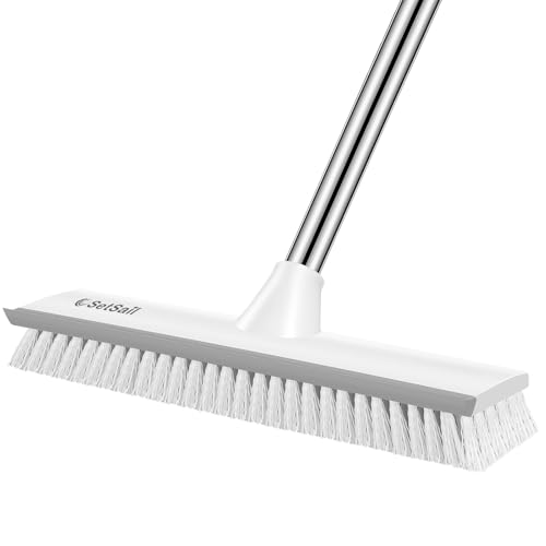 SetSail 12-in Wide Floor Scrub Brush with Long Adjustable Handle Brush - color: Grey White, size: 12in (Floor Brush)