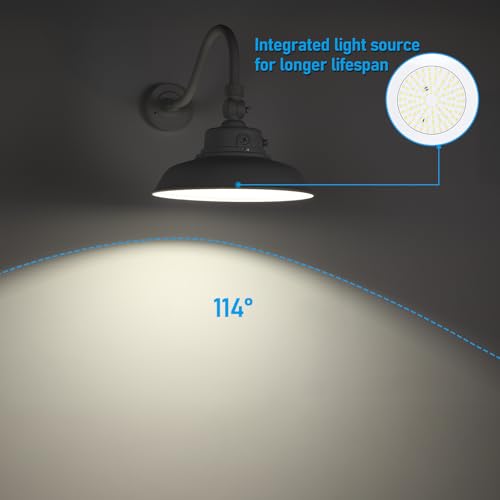 LEONLITE 3CCT 14 Inch Outdoor Barn Light, 120-277V, Integrated LED, White - color: White