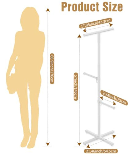 Shopping Bag Rack, 50–57" Adjustable Height White Bag Rack Stand - color: White